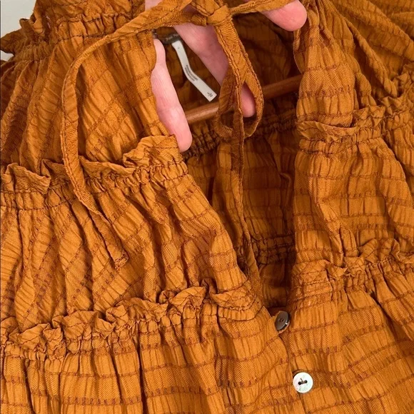 Free People Hailey Cropped Boho Ruffle Festival Blouse Top Large - Picture 12 of 14